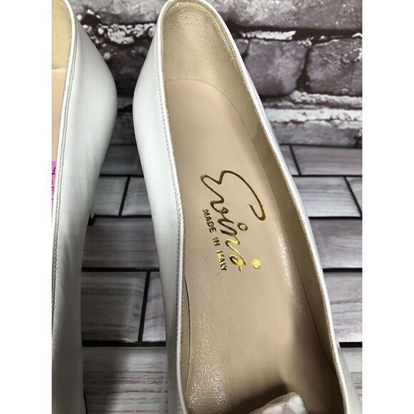 VTG David Evins White Leather Black Cap Toe Dress Heels Women’s Sz 7AA US/37.5EU - Picture 4 of 16